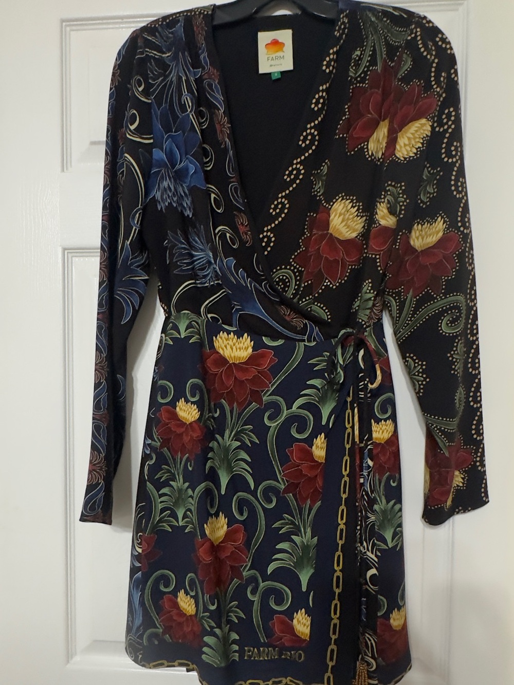 FARM Rio x Anthropologie mixed arabesque scarves wrap mini dress - Picture 4 of 6